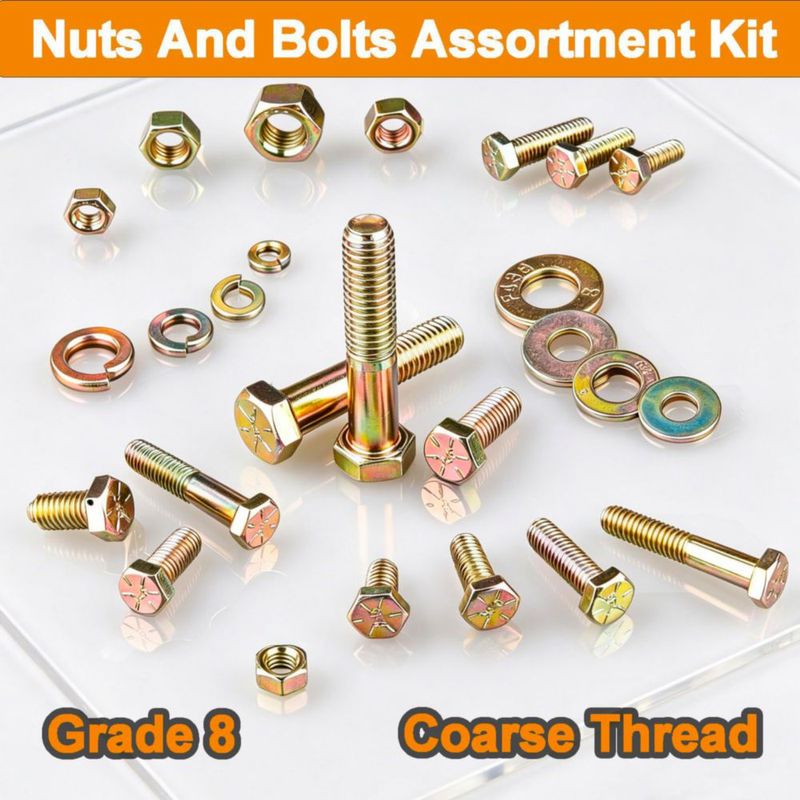 Kit de surtido de tornillos 859 piezas Grado 8 SAE 1/4-1/2"