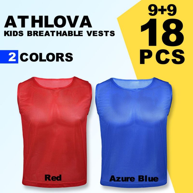 ATHLOVA Chalecos de Entrenamiento Pack de 18 Rojo y Azul