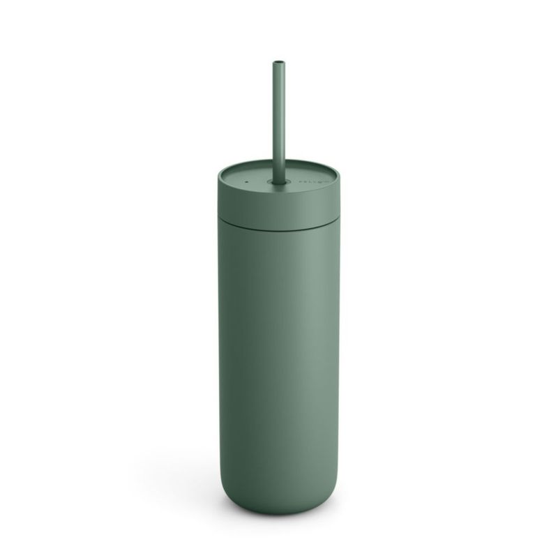 Vaso de Beber Fellow 591 ml con Tapa de Pajilla Verde Humo