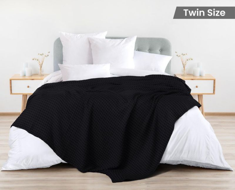 Manta Utopia Bedding Twin 234x183 cm Negra de Algodón