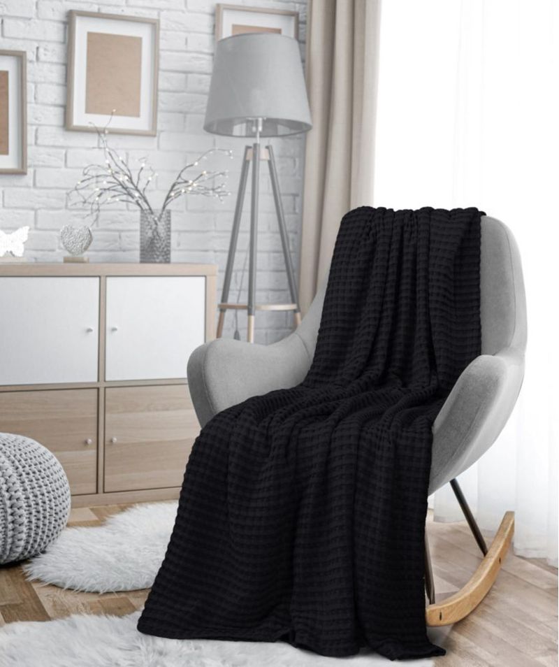 Manta Utopia Bedding Twin 234x183 cm Negra de Algodón