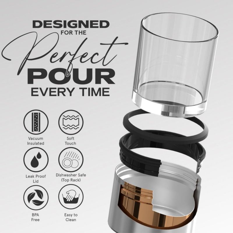 Vaso de whisky Asobu 300 ml con funda aislante de acero inoxidable