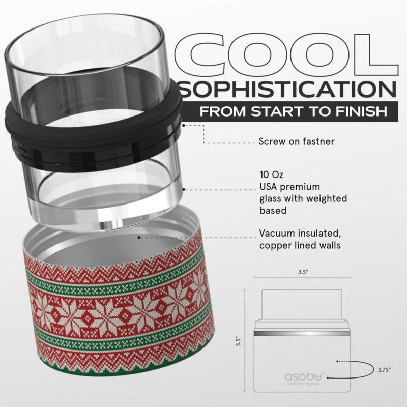 Vaso de whisky Asobu 300 ml con funda aislante de acero inoxidable