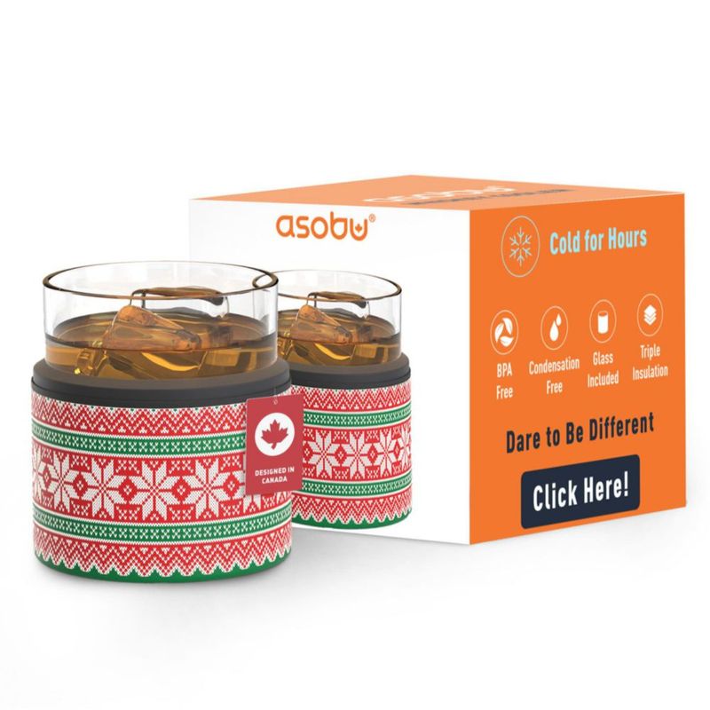 Vaso de whisky Asobu 300 ml con funda aislante de acero inoxidable