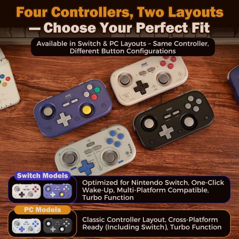 Controlador de juego IINE Retro Pocket morado