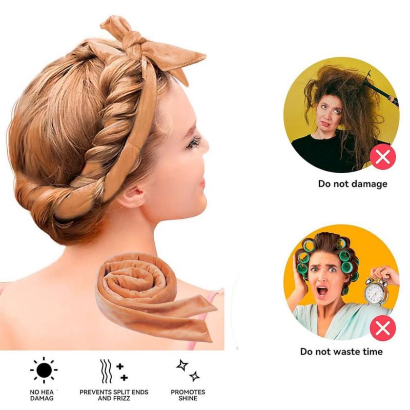 Diadema rizador sin calor Ancwzoz – color caqui estilo nocturno