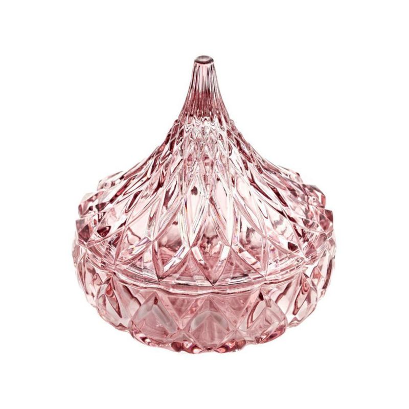 Bandeja para Dulces Godinger de Vidrio Rosa Blush con Forma de Hershey Kiss