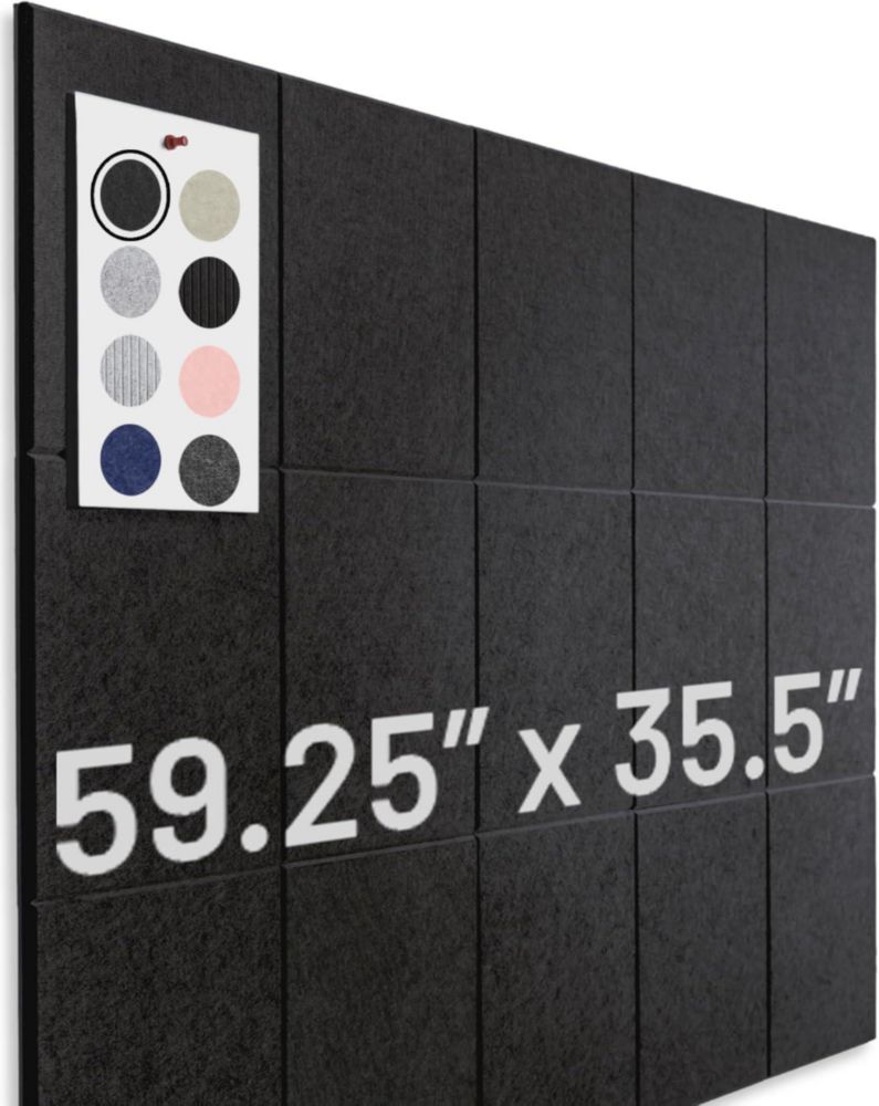 Tablero de corcho WallHero grande de 150 x 90 cm con 15 azulejos de fieltro