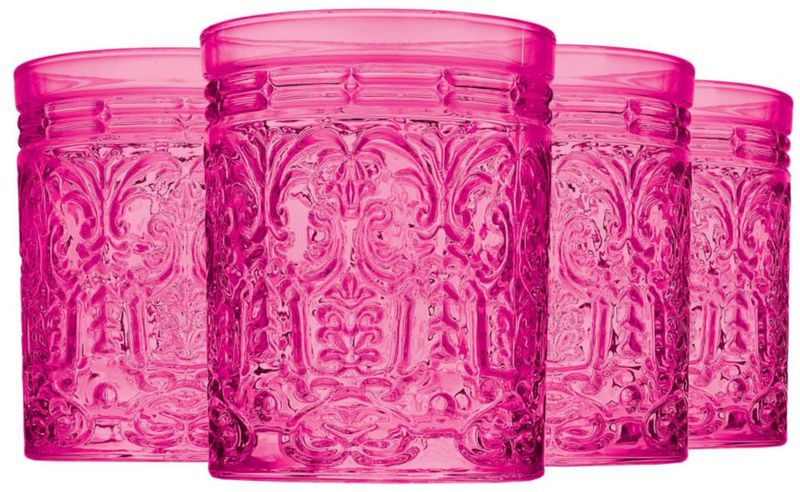 Vasos de cristal Godinger 355 ml rosa intenso - paquete de 4