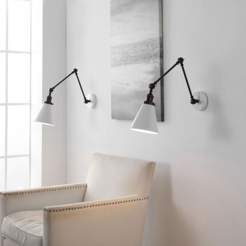 Aplique de pared JONATHAN Y 18 cm Blanco/Bronce (2 unidades)