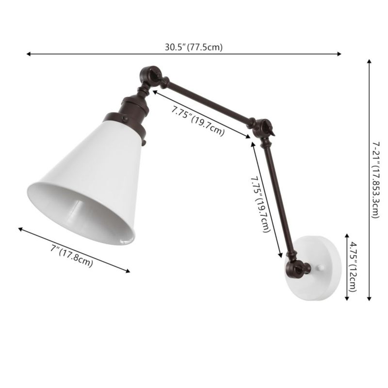 Aplique de pared JONATHAN Y 18 cm Blanco/Bronce (2 unidades)
