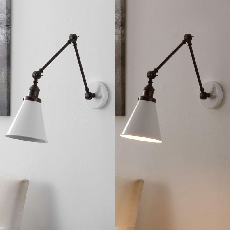 Aplique de pared JONATHAN Y 18 cm Blanco/Bronce (2 unidades)