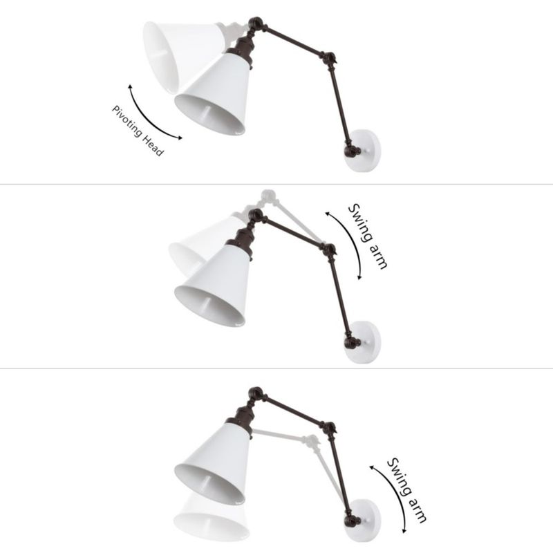 Aplique de pared JONATHAN Y 18 cm Blanco/Bronce (2 unidades)