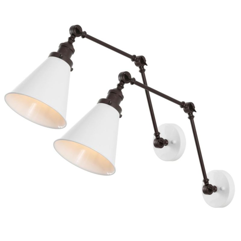 Aplique de pared JONATHAN Y 18 cm Blanco/Bronce (2 unidades)