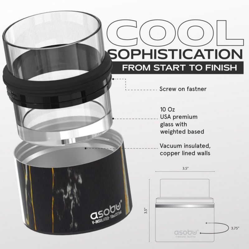 Vaso de whisky Asobu 311 ml con funda aislante