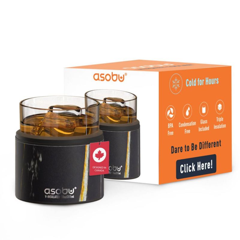 Vaso de whisky Asobu 311 ml con funda aislante