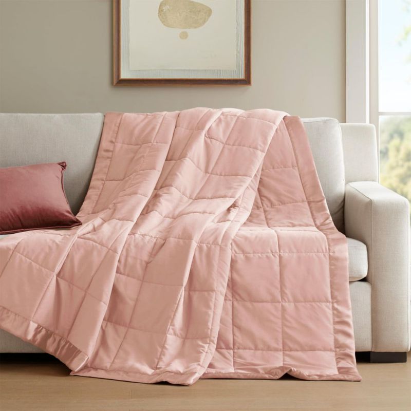 Manta Madison Park Twin 229x173 cm Satín Rosa Blush