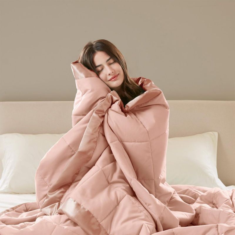 Manta Madison Park Twin 229x173 cm Satín Rosa Blush