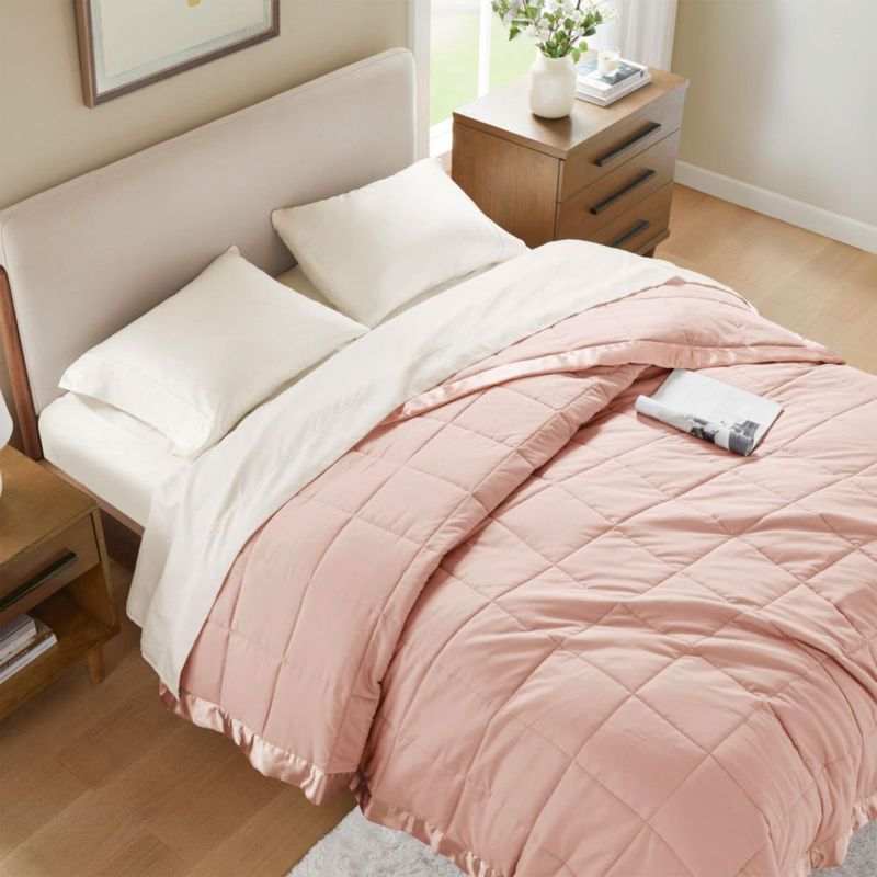Manta Madison Park Twin 229x173 cm Satín Rosa Blush