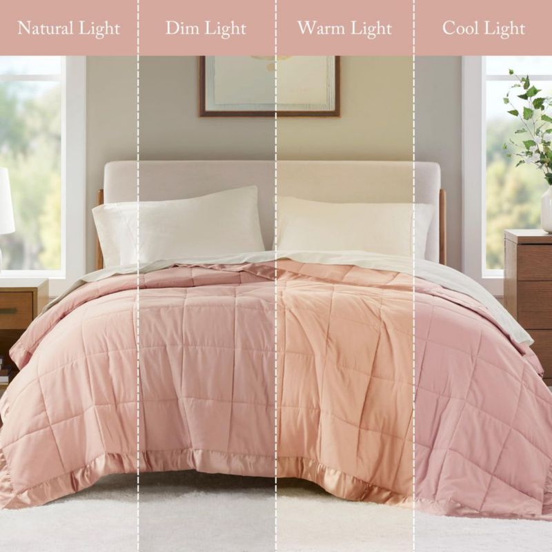 Manta Madison Park Twin 229x173 cm Satín Rosa Blush