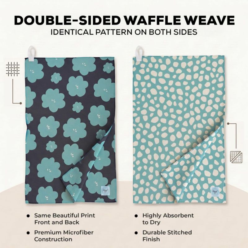 Set de 2 toallas Desert Aqua 41 × 66 cm de microfibra con tejido gofre
