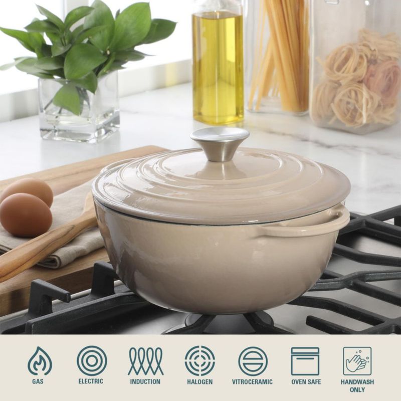 Cazuela de hierro fundido esmaltado Gibson Home 265 qt Degradado color topo