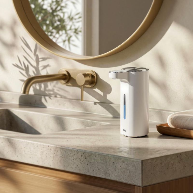 Dispensador de jabón líquido recargable EKO 400 ml IPX7 blanco