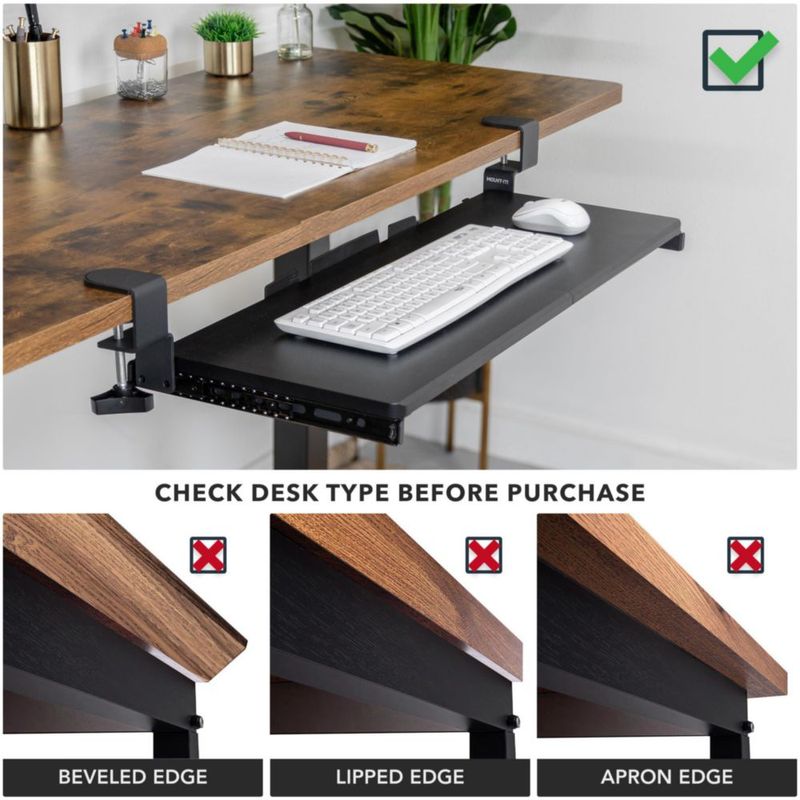 Bandeja para teclado Mount-It! 76 cm negra con abrazadera tipo C
