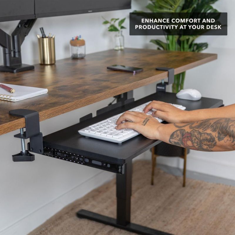 Bandeja para teclado Mount-It! 76 cm negra con abrazadera tipo C