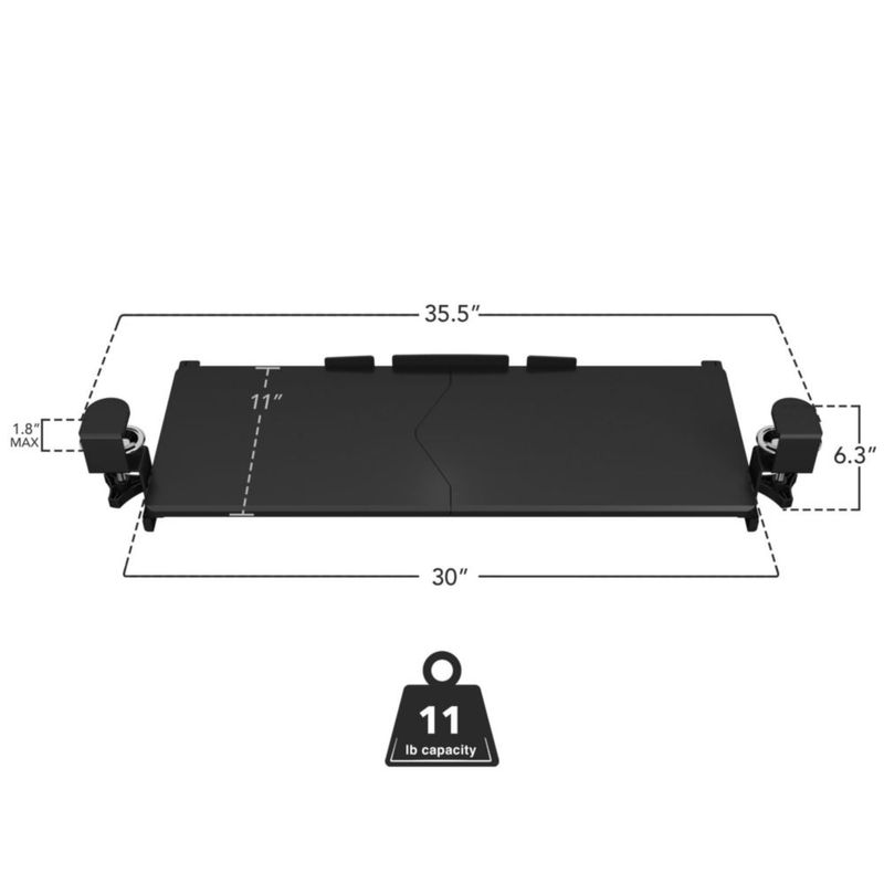 Bandeja para teclado Mount-It! 76 cm negra con abrazadera tipo C
