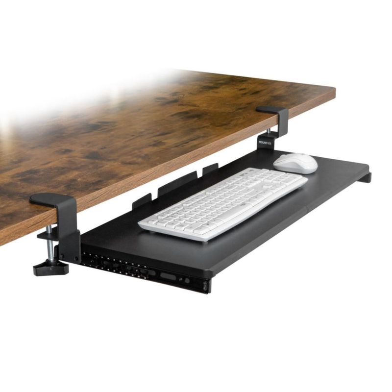 Bandeja para teclado Mount-It! 76 cm negra con abrazadera tipo C