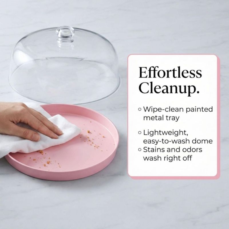 Soporte para Pasteles Godinger de Acrílico Rosa 29 cm con Cúpula