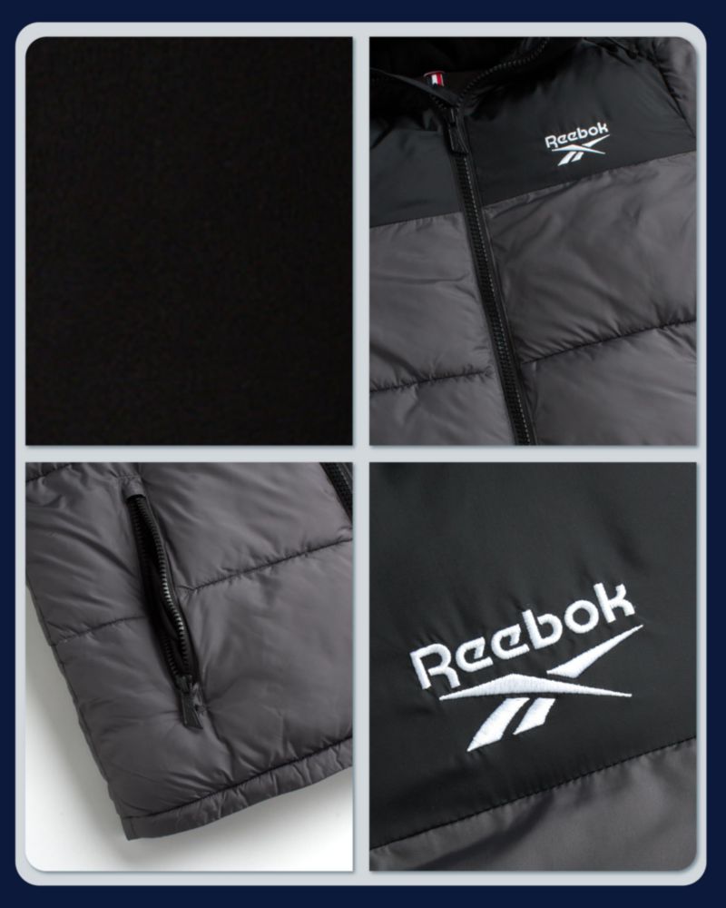 Reebok Chaqueta Puffer de Invierno para Hombre con Capucha