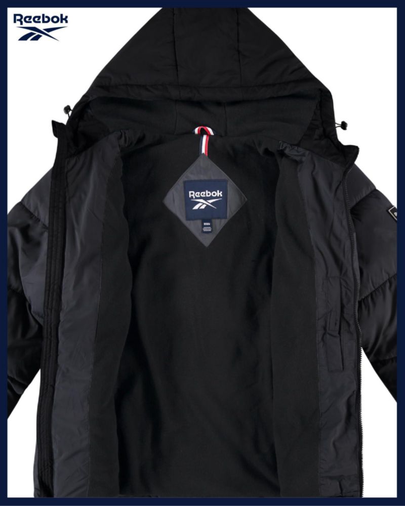 Reebok Chaqueta Puffer de Invierno para Hombre con Capucha