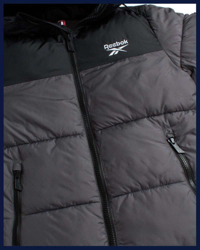 Reebok Chaqueta Puffer de Invierno para Hombre con Capucha