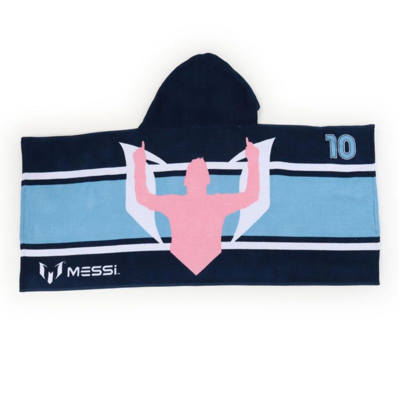 Toalla con capucha azul Jay Franco Messi 56 cm x 127 cm