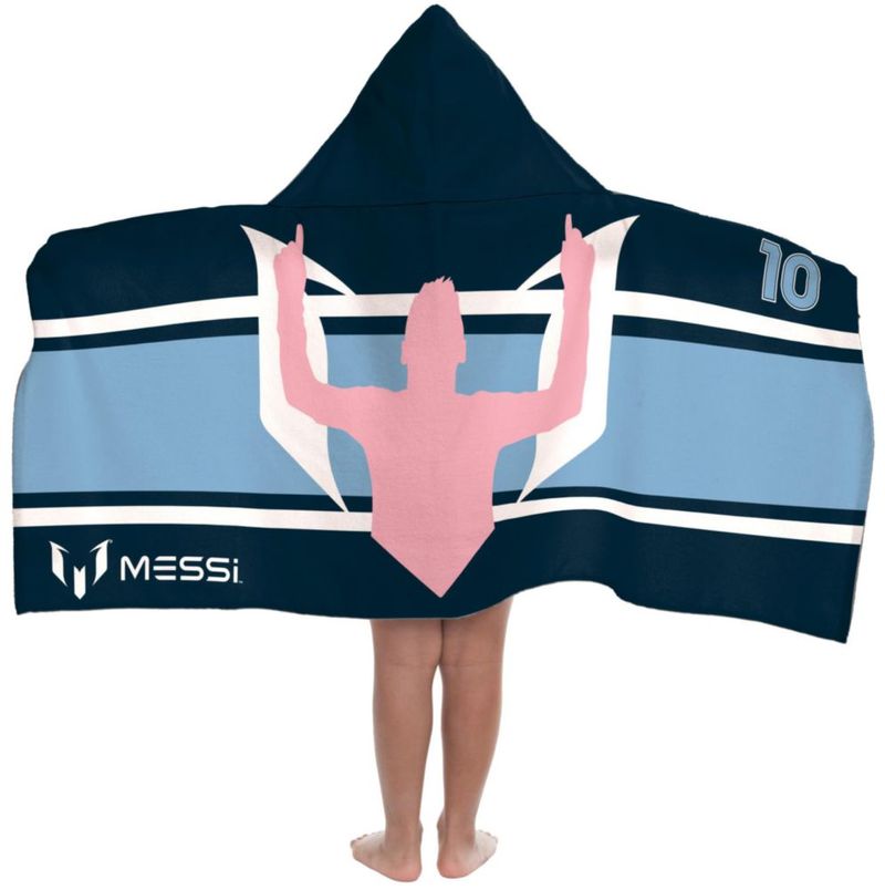 Toalla con capucha azul Jay Franco Messi 56 cm x 127 cm