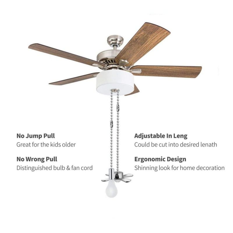 Juego de 2 cadenas de tirador para ventilador Sunswan 34 cm níquel