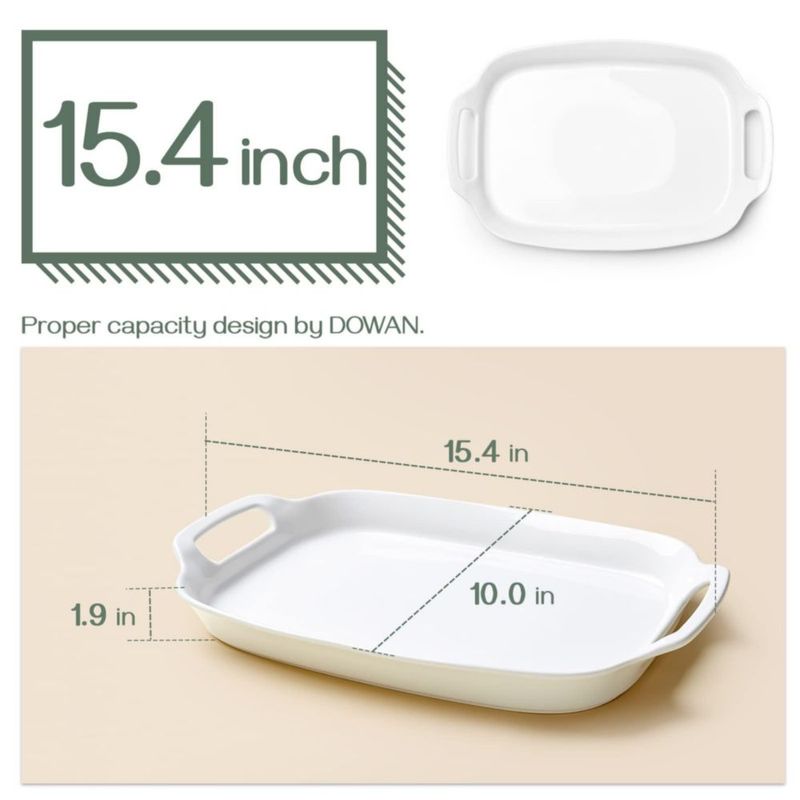 Juego de 2 bandejas DOWAN de 39 cm con asas porcelana blanca