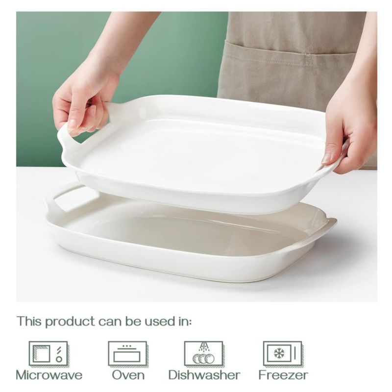 Juego de 2 bandejas DOWAN de 39 cm con asas porcelana blanca