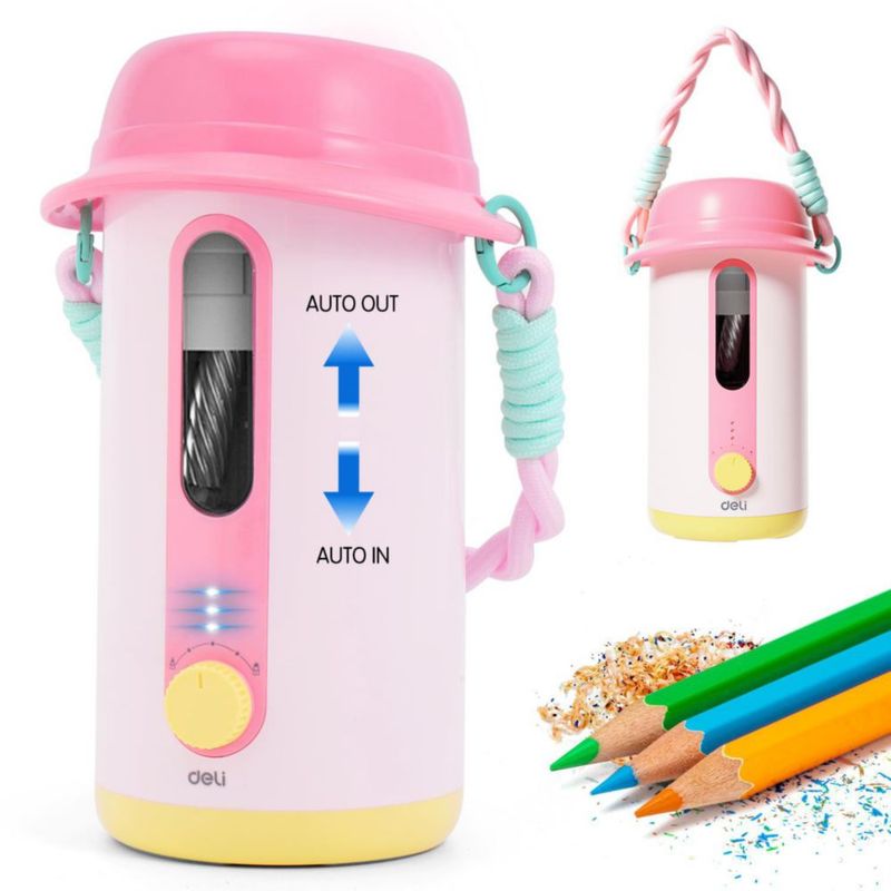 Sacapuntas eléctrico automático recargable rosa de deli