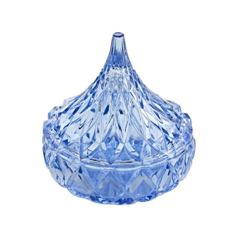 Plato para dulces Godinger de vidrio azul con diseño de Hershey Kiss