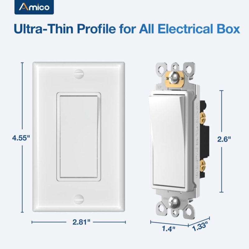 Interruptor de luz Amico 15A 120/277V blanco paquete de 50