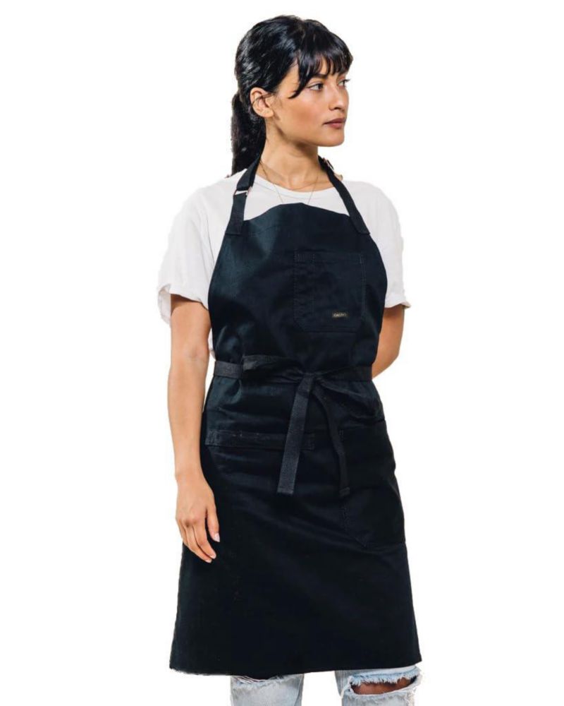 Delantal Caldo de Algodón 84 cm Negro con Bolsillos y Asa para Toalla