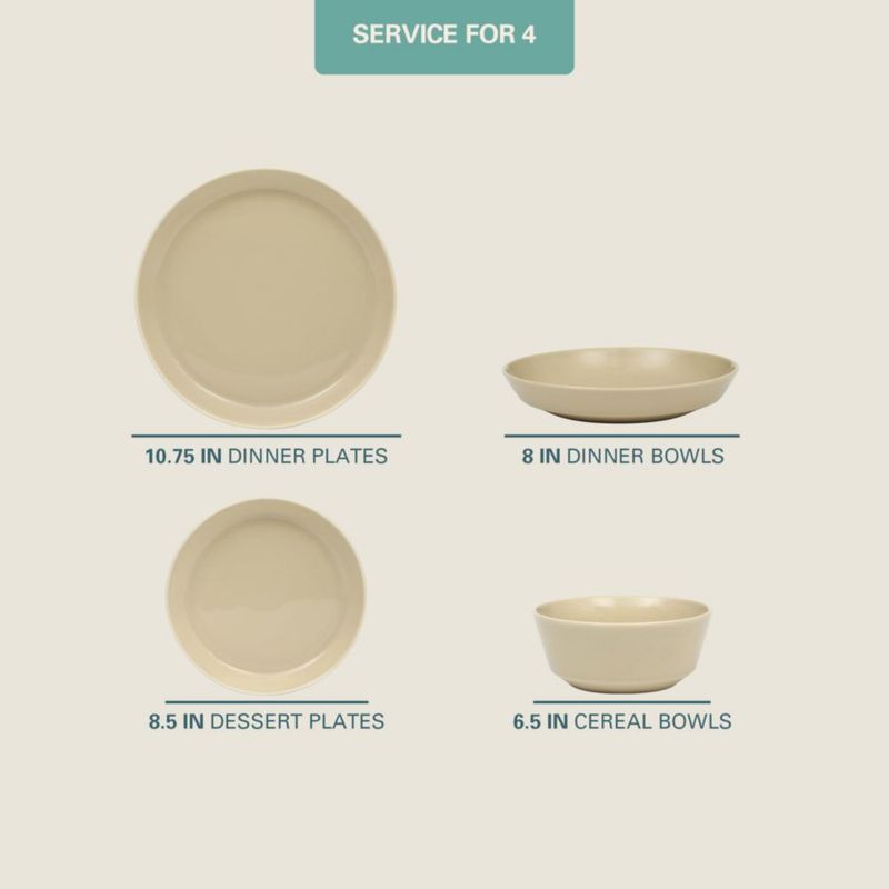 Juego de vajilla de 16 piezas Gibson Home en tono topo de porcelana
