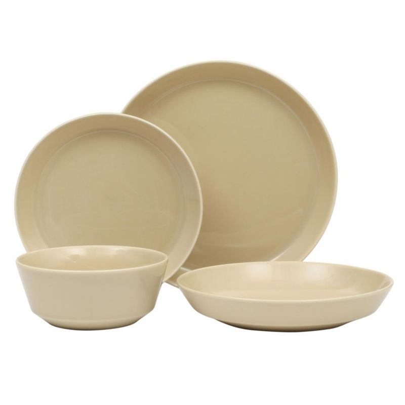 Juego de vajilla de 16 piezas Gibson Home en tono topo de porcelana