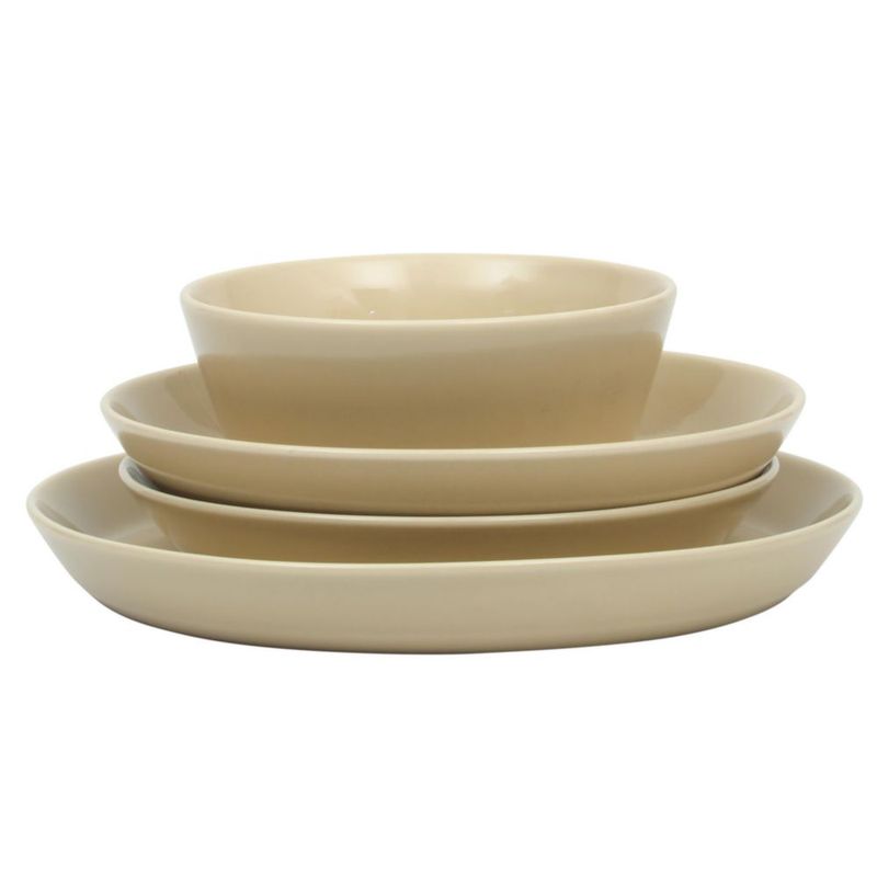 Juego de vajilla de 16 piezas Gibson Home en tono topo de porcelana