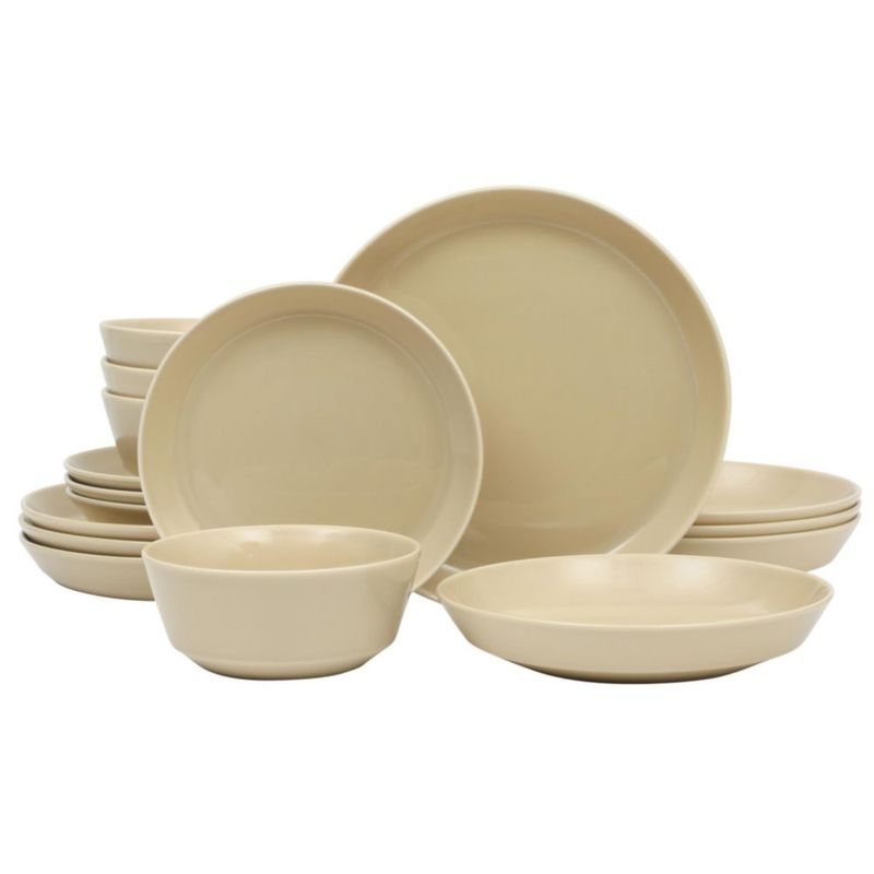 Juego de vajilla de 16 piezas Gibson Home en tono topo de porcelana