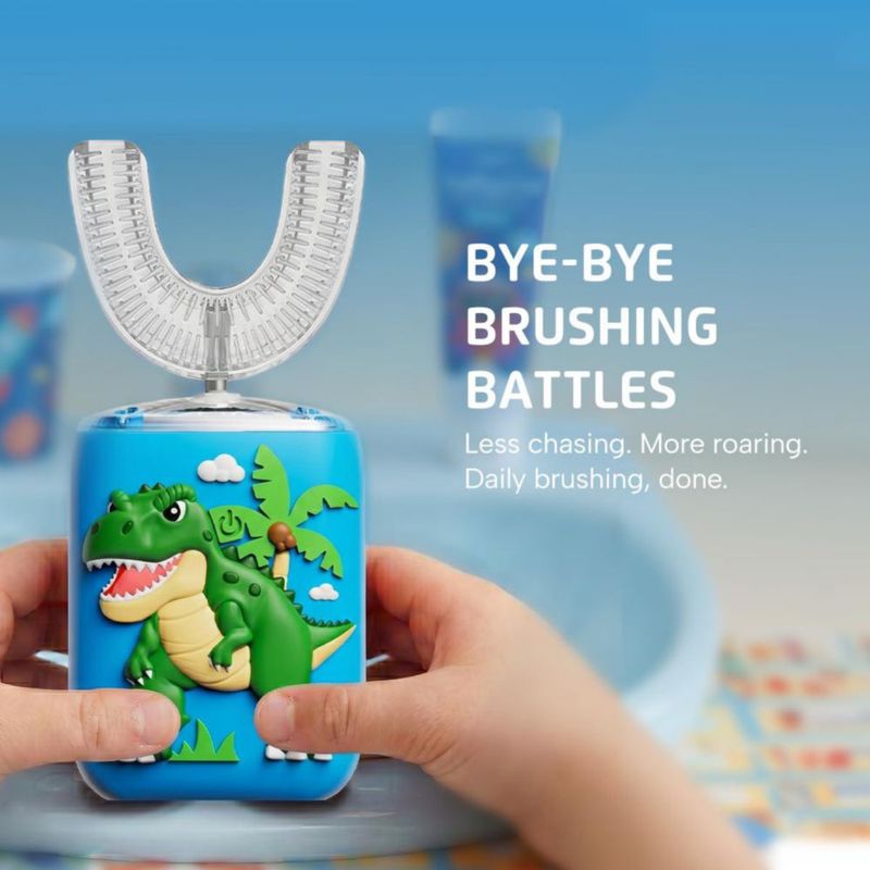 Cepillo de dientes eléctrico Well Before con diseño en U para niños de 2 a 7 años 5 modos IPX7 verde