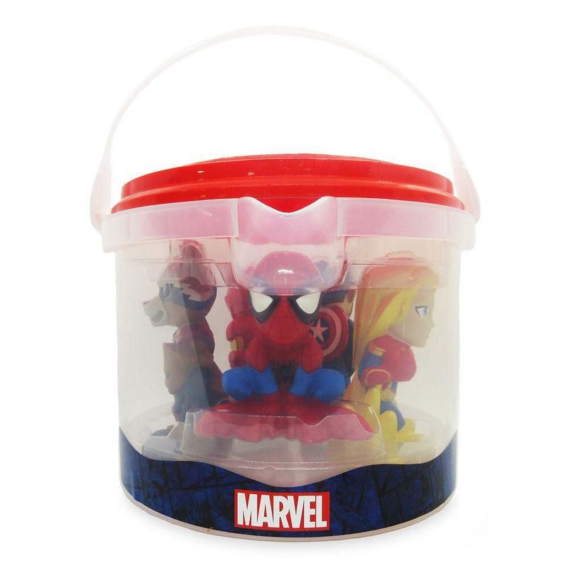 Set de 5 piezas de juguetes de baño Avengers (Disney Store) con cubo de almacenamiento